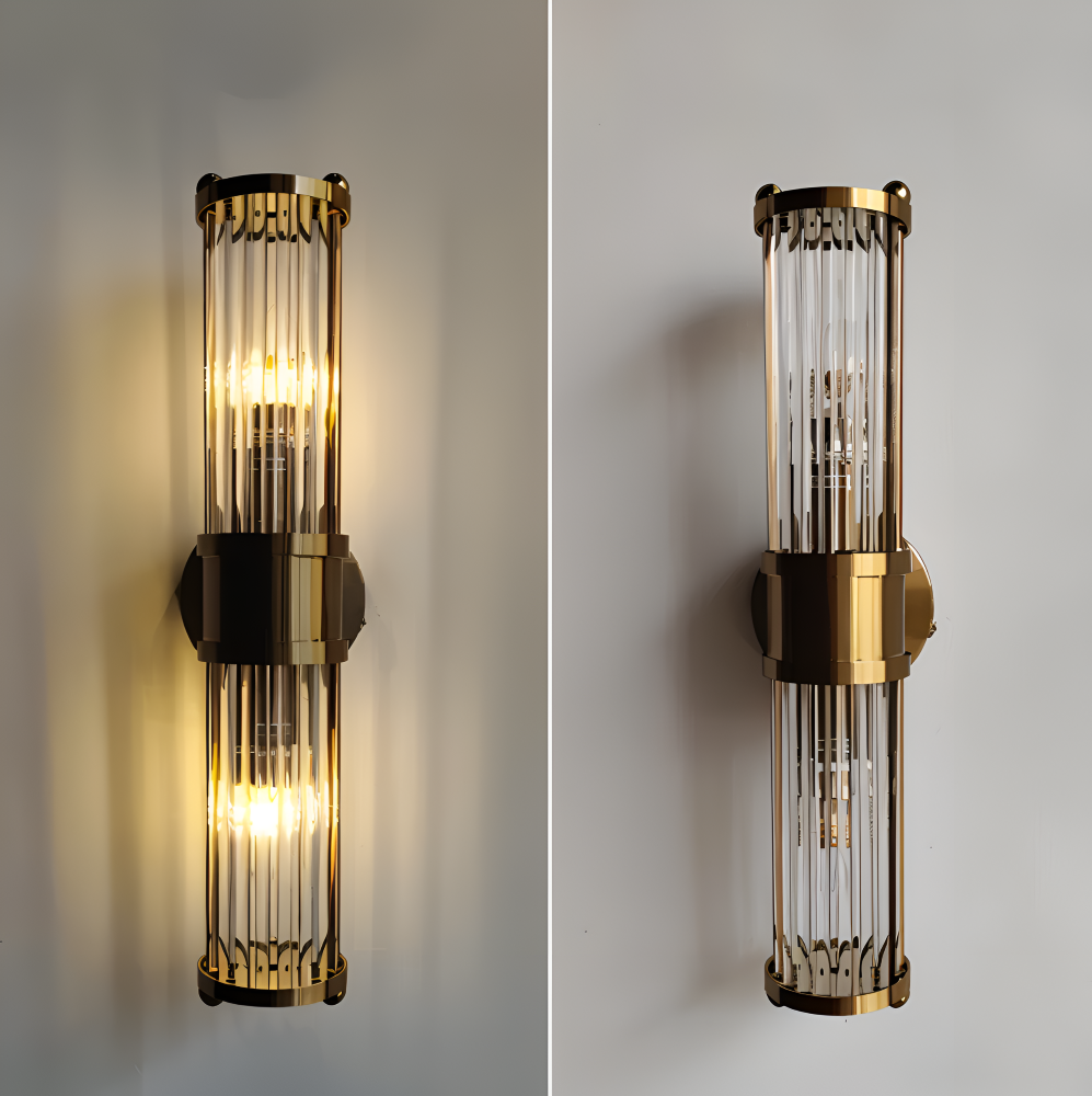 Lustriva – Applique Murale en Or avec Cristal Ridé et Lumière LED E14