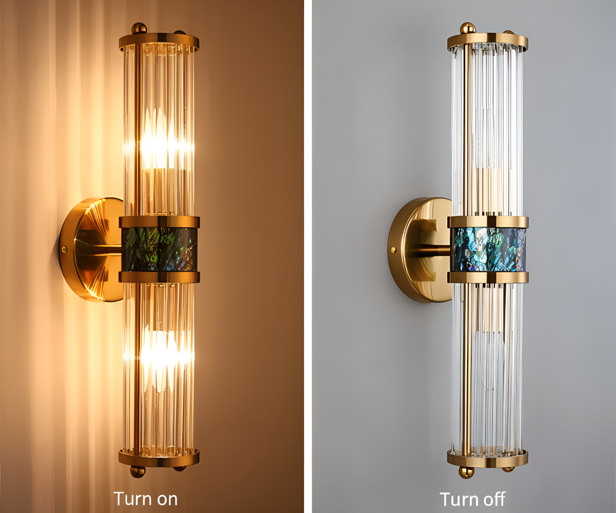 Lustriva – Applique Murale en Or avec Cristal Ridé et Lumière LED E14