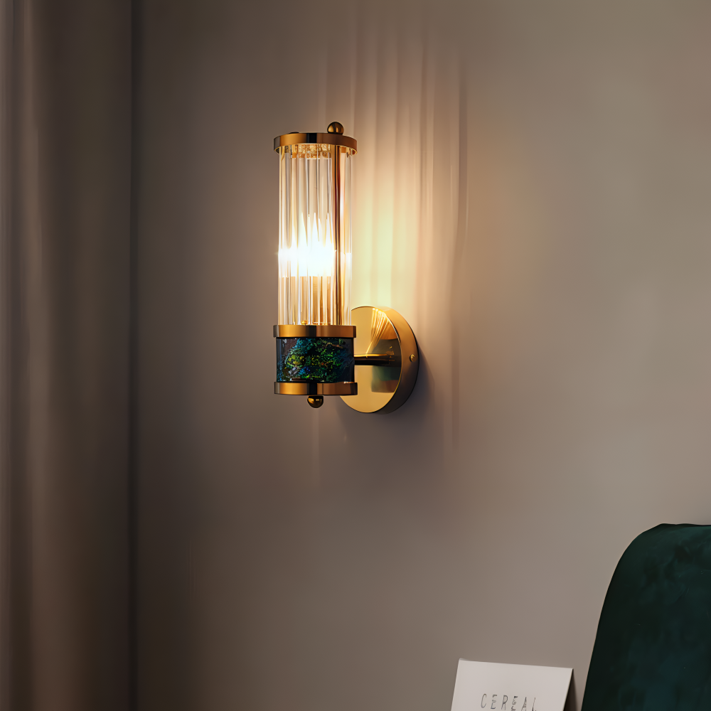 Lustriva – Applique Murale en Or avec Cristal Ridé et Lumière LED E14