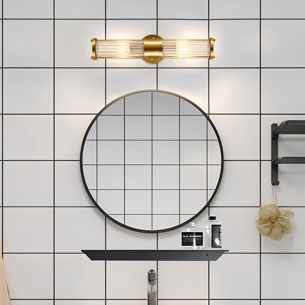 Lustriva – Applique Murale en Or avec Cristal Ridé et Lumière LED E14