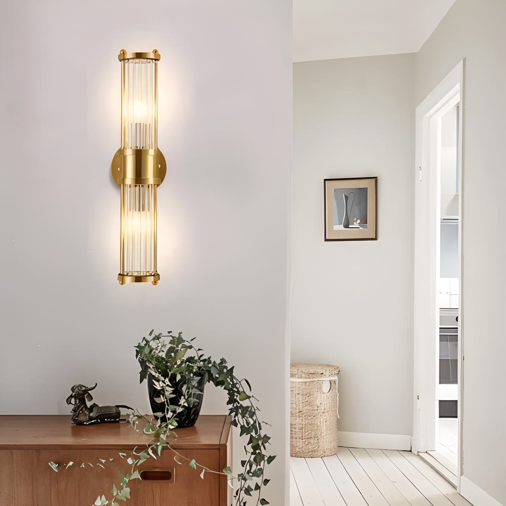 Lustriva – Applique Murale en Or avec Cristal Ridé et Lumière LED E14