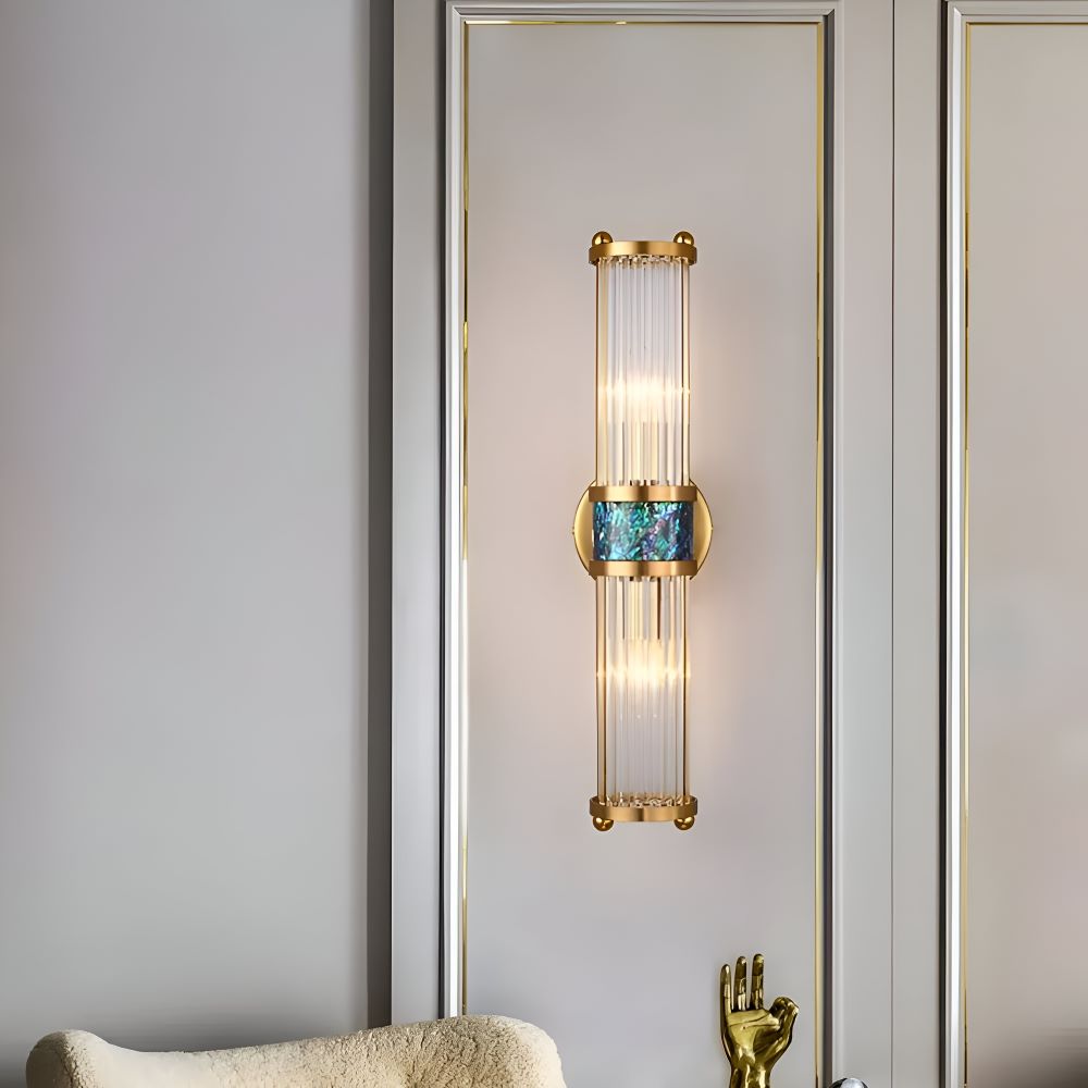 Lustriva – Applique Murale en Or avec Cristal Ridé et Lumière LED E14