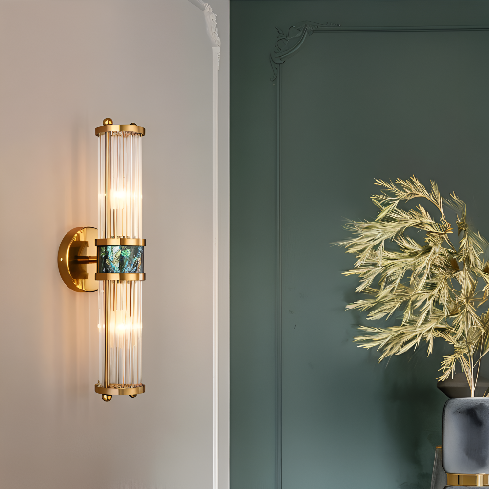 Lustriva – Applique Murale en Or avec Cristal Ridé et Lumière LED E14
