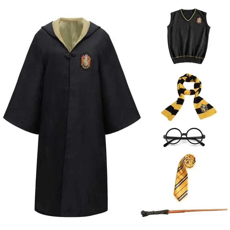 MAGISHIRE - Costume d'Étudiant Sorcier de Poudlard avec Robe, Baguette et Accessoires pour Enfants et Adultes