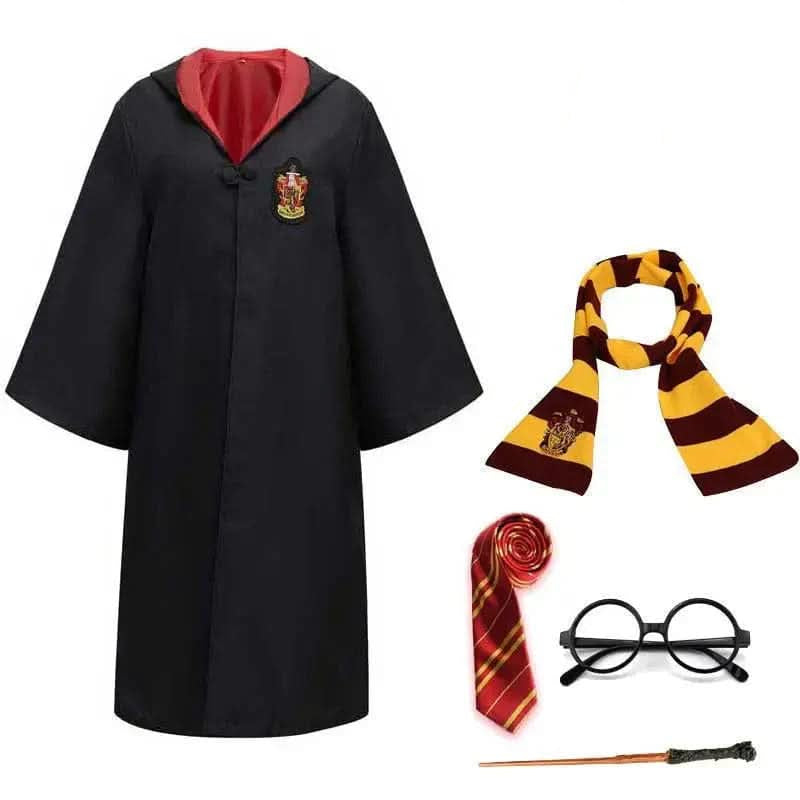 MAGISHIRE - Costume d'Étudiant Sorcier de Poudlard avec Robe, Baguette et Accessoires pour Enfants et Adultes