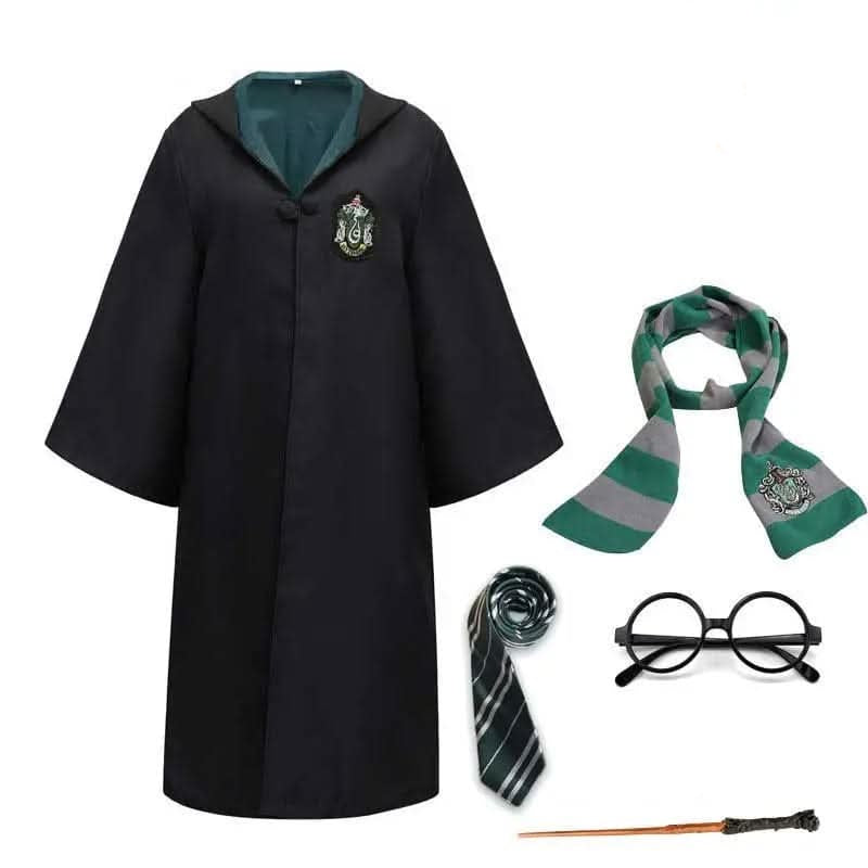MAGISHIRE - Costume d'Étudiant Sorcier de Poudlard avec Robe, Baguette et Accessoires pour Enfants et Adultes