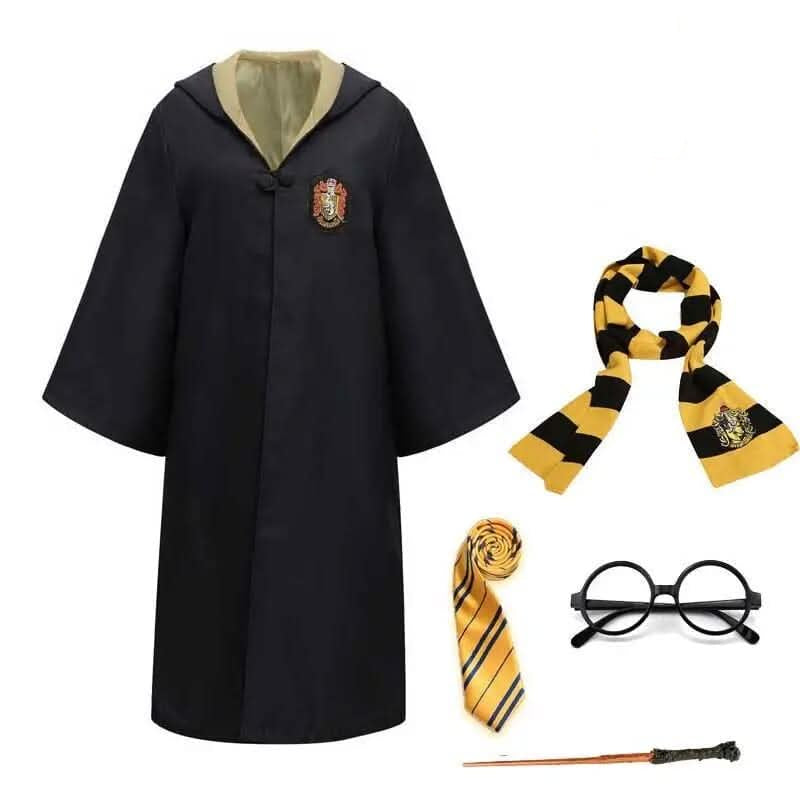 MAGISHIRE - Costume d'Étudiant Sorcier de Poudlard avec Robe, Baguette et Accessoires pour Enfants et Adultes