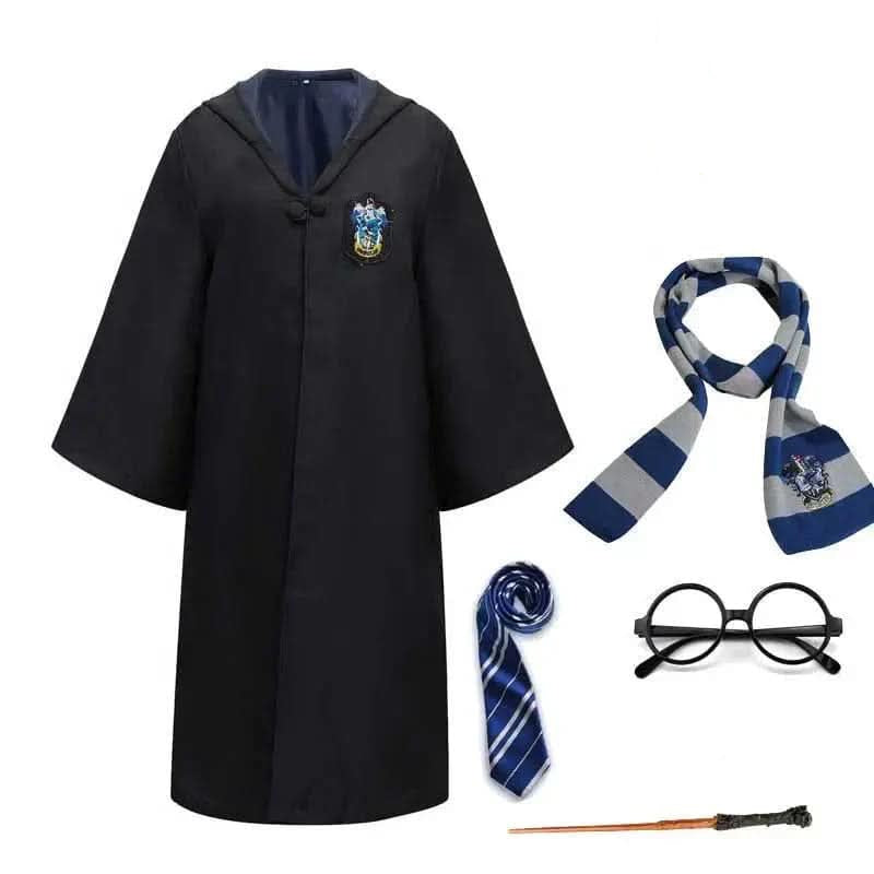 MAGISHIRE - Costume d'Étudiant Sorcier de Poudlard avec Robe, Baguette et Accessoires pour Enfants et Adultes