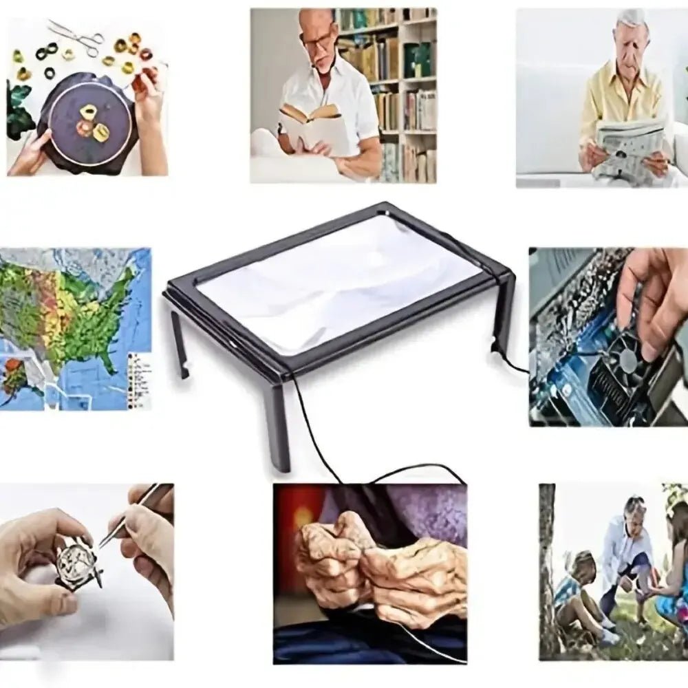 TEXTDESK – Loupe de table pliable 3x avec éclairage LED pour lecture mains libres