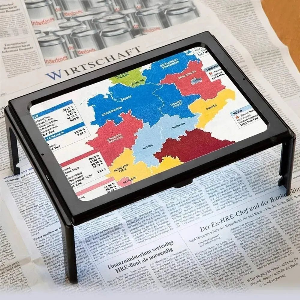 TEXTDESK – Loupe de table pliable 3x avec éclairage LED pour lecture mains libres