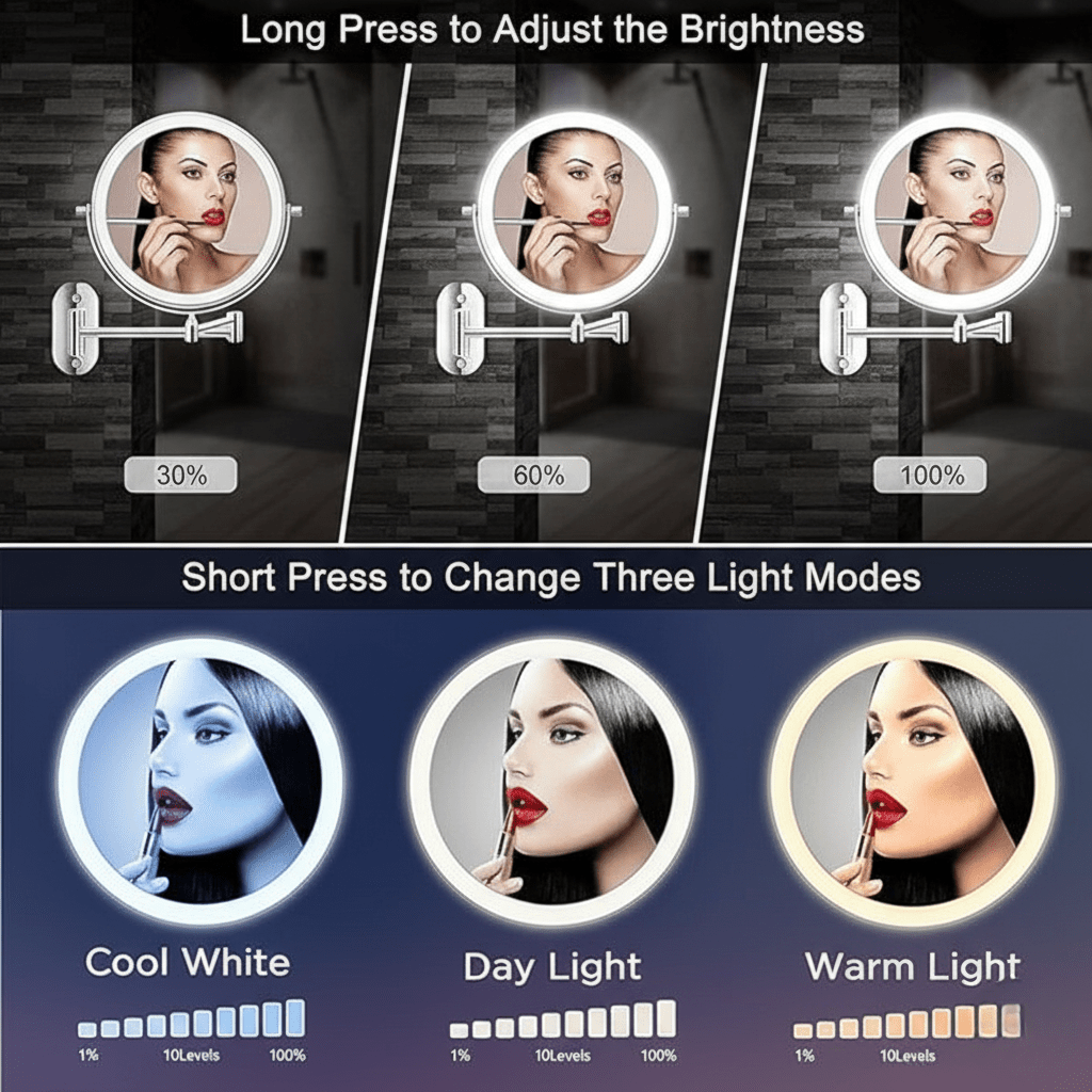 BRIGHTLOOK – Miroir de Maquillage LED avec Éclairage Réglable