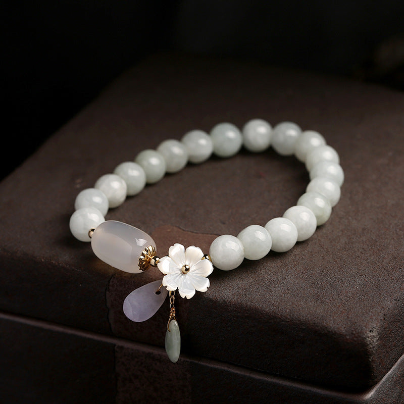 Bracelet en jade émeraude et en agate