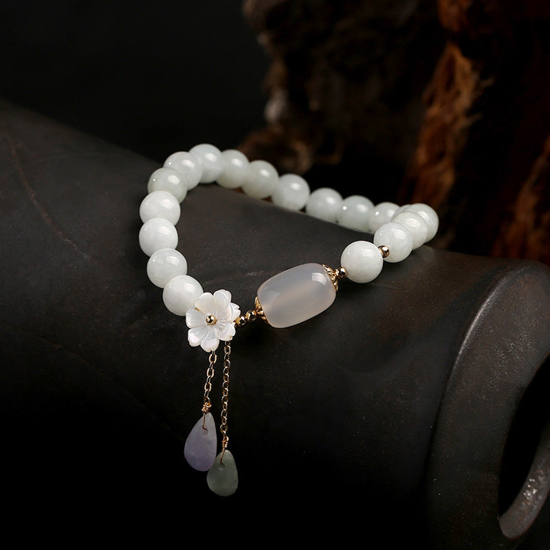 Bracelet en jade émeraude et en agate