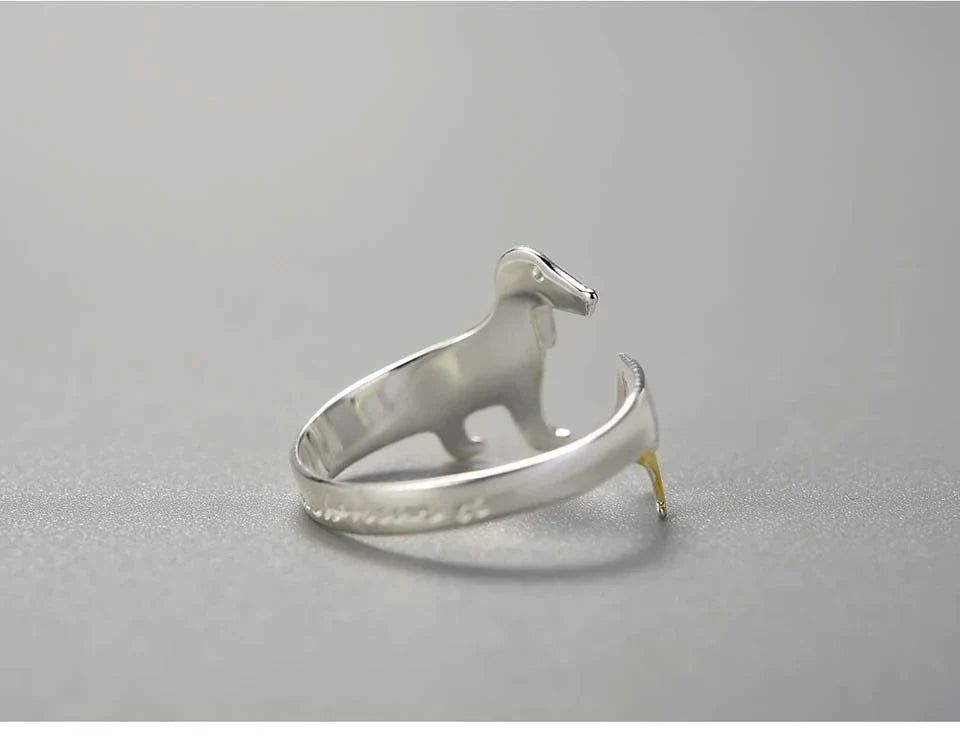 Bague en Argent Ajustable pour Chien Teckel Mignon