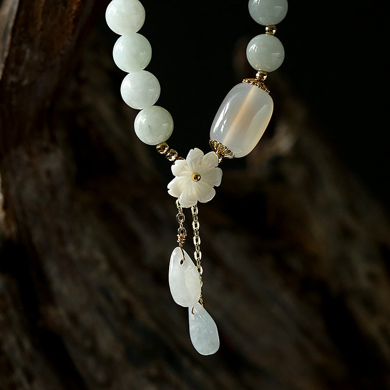 Bracelet en jade émeraude et en agate