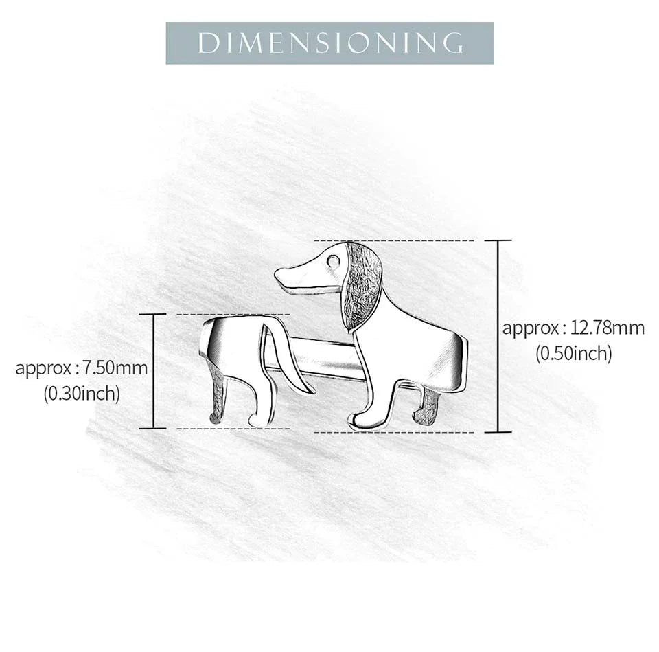 Bague en Argent Ajustable pour Chien Teckel Mignon
