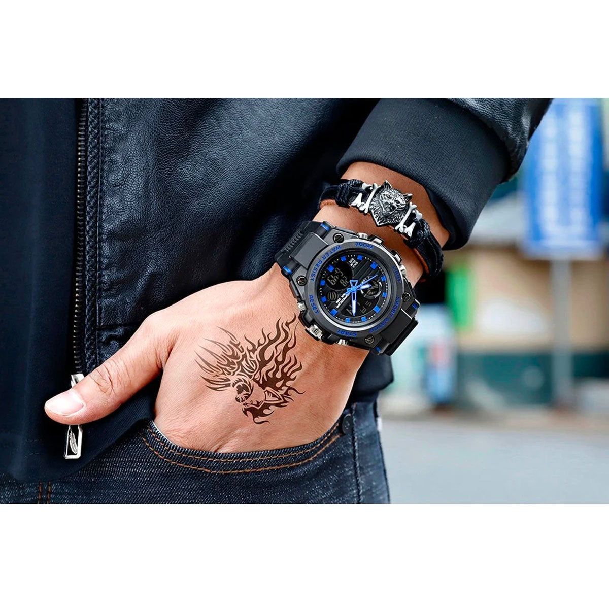 Skanto | TitanGuard Montre Militaire pour Homme – Montre Analogique & Digitale Robuste Multifonctionnelle