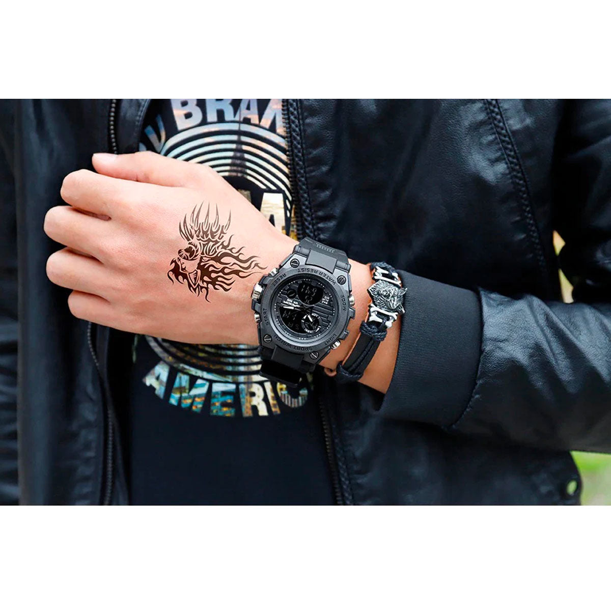 Skanto | TitanGuard Montre Militaire pour Homme – Montre Analogique & Digitale Robuste Multifonctionnelle