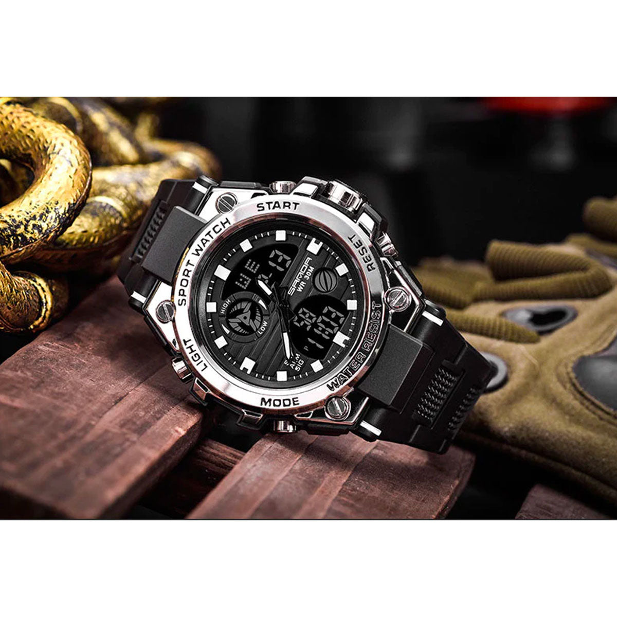 Skanto | TitanGuard Montre Militaire pour Homme – Montre Analogique & Digitale Robuste Multifonctionnelle