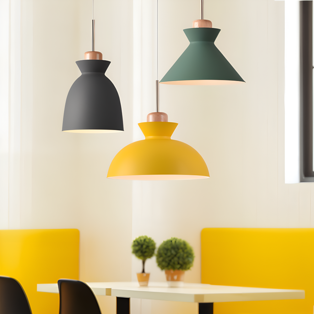 Lampe suspendue colorée au design macaron – lampe moderne en forme de dôme
