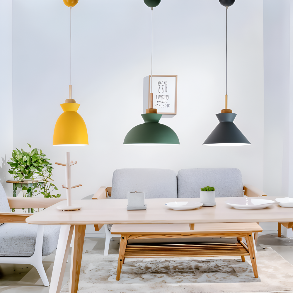 Lampe suspendue colorée au design macaron – lampe moderne en forme de dôme
