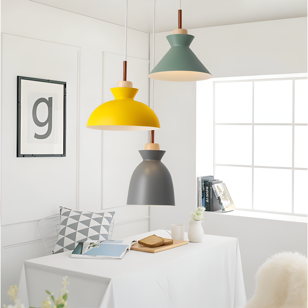 Lampe suspendue colorée au design macaron – lampe moderne en forme de dôme