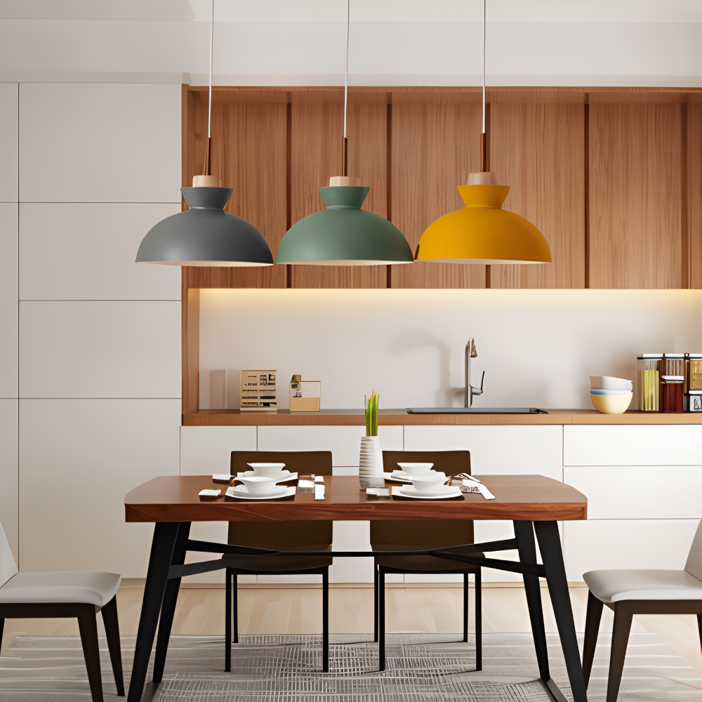 Lampe suspendue colorée au design macaron – lampe moderne en forme de dôme
