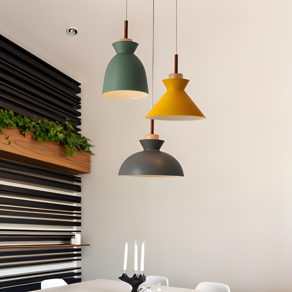 Lampe suspendue colorée au design macaron – lampe moderne en forme de dôme