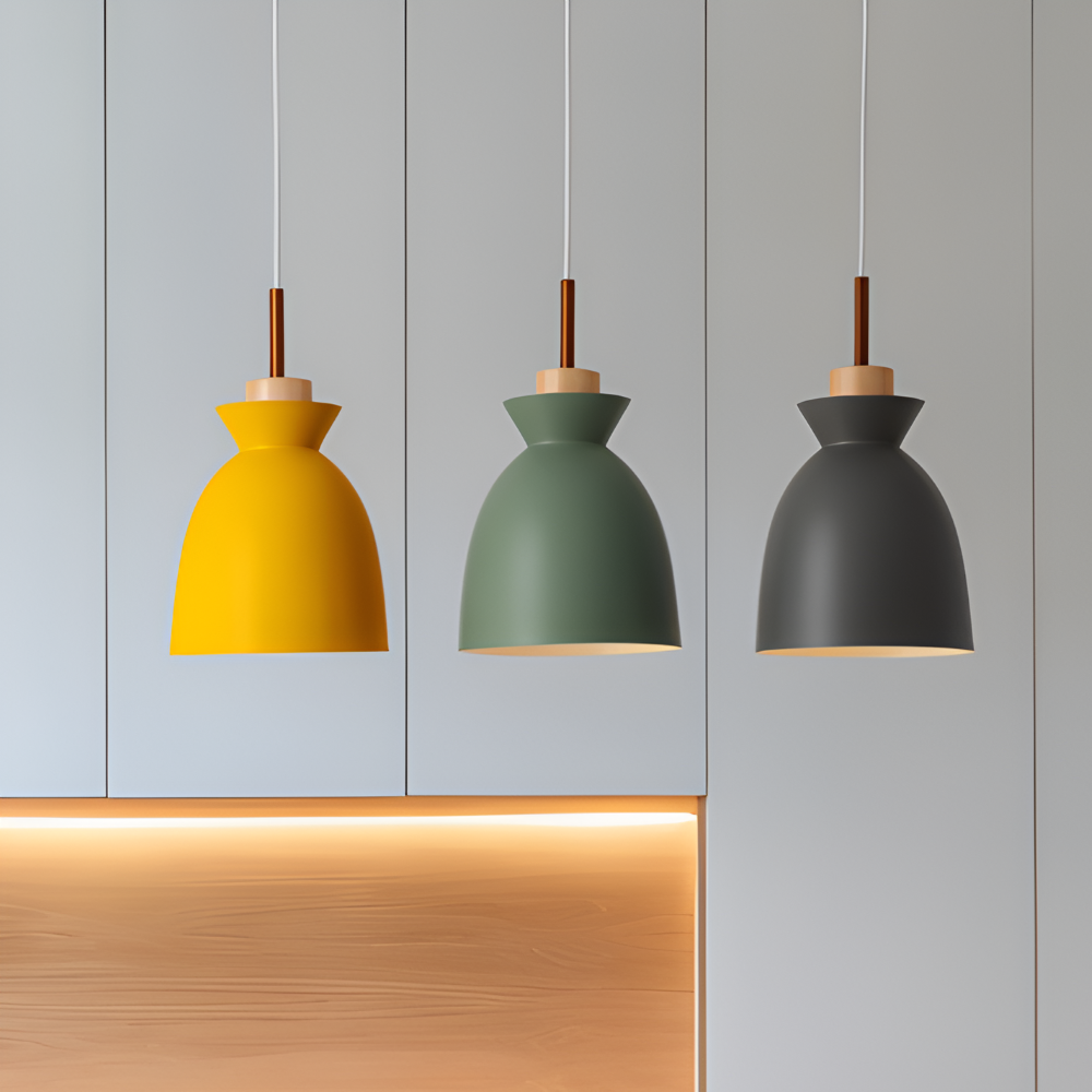 Lampe suspendue colorée au design macaron – lampe moderne en forme de dôme