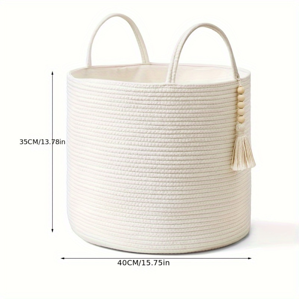 Panier de rangement en macramé en coton avec design boho