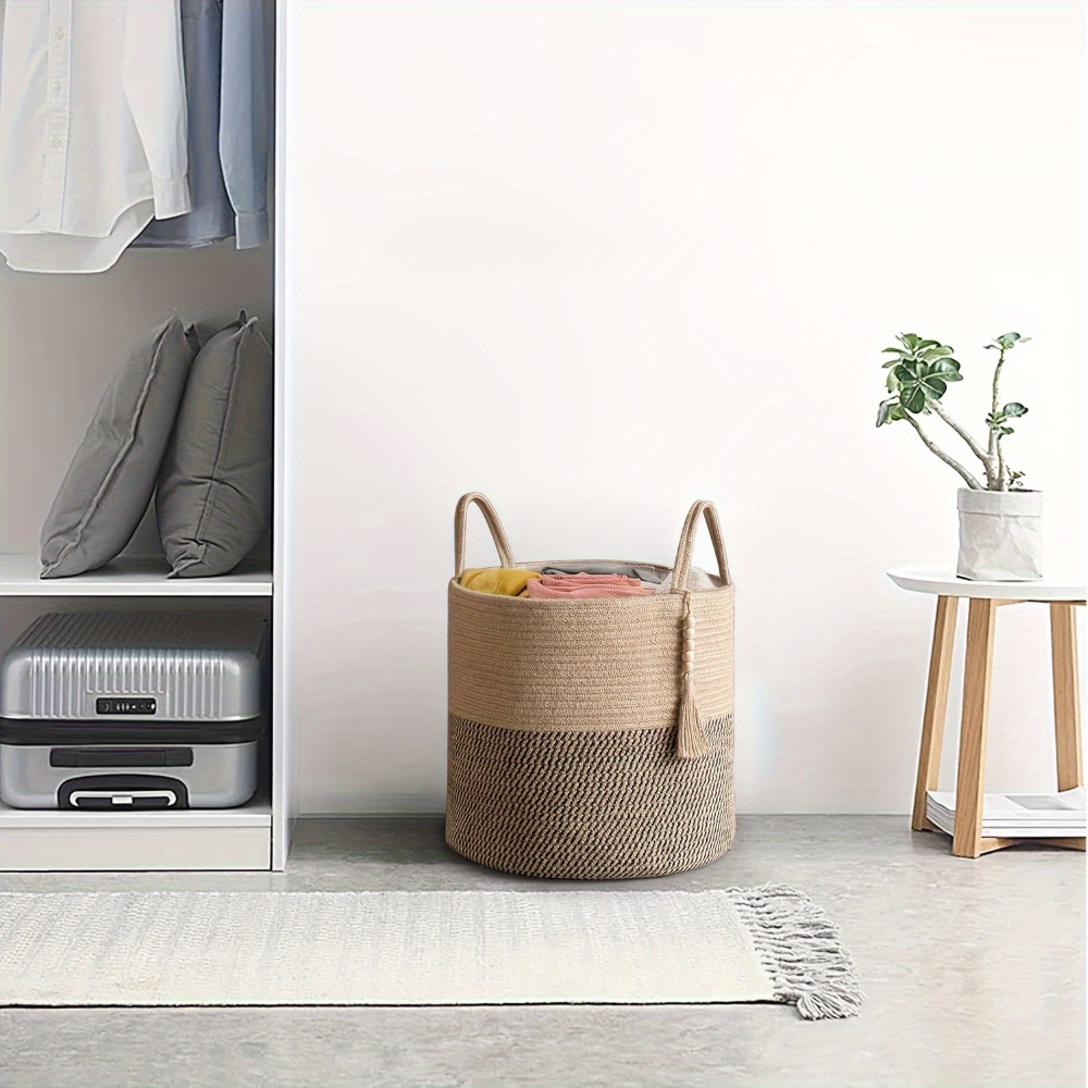 Panier de rangement en macramé en coton avec design boho