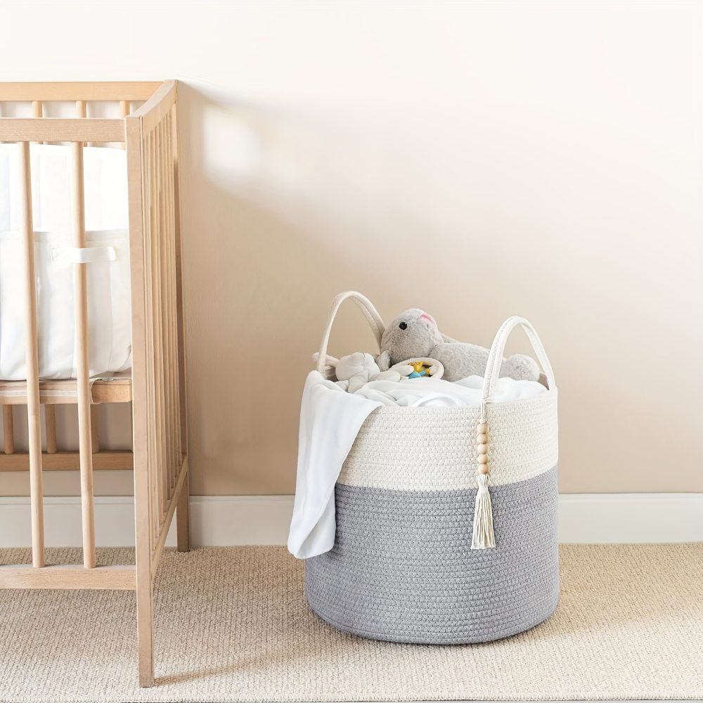 Panier de rangement en macramé en coton avec design boho