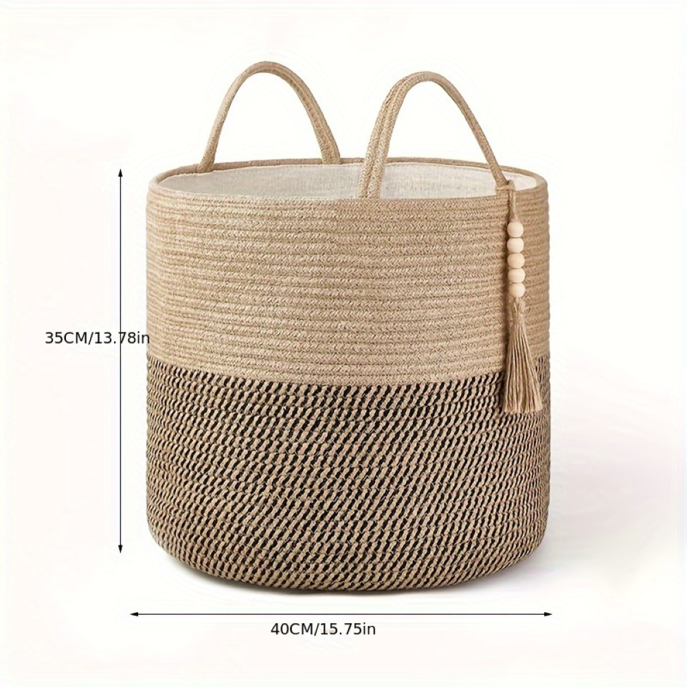 Panier de rangement en macramé en coton avec design boho