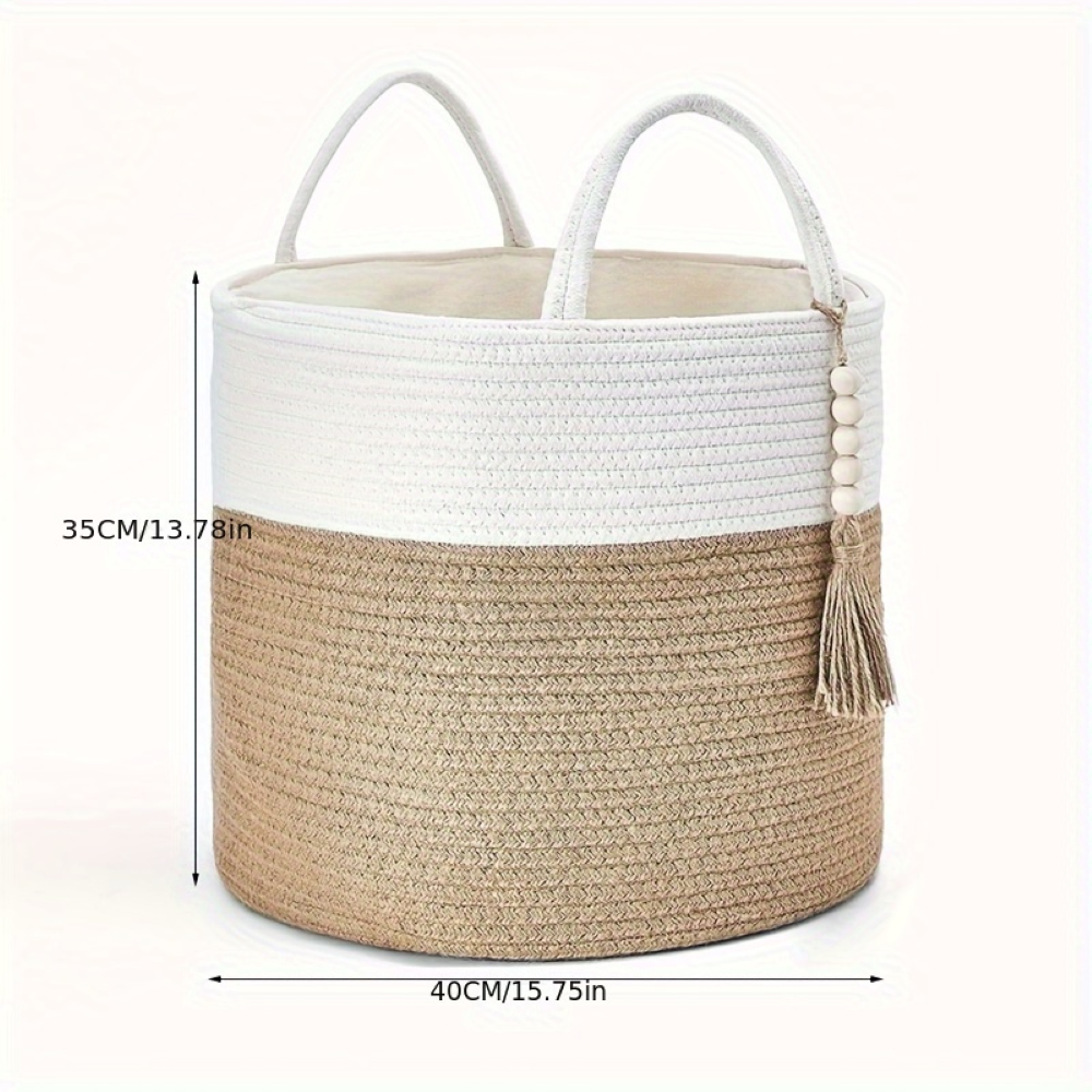 Panier de rangement en macramé en coton avec design boho