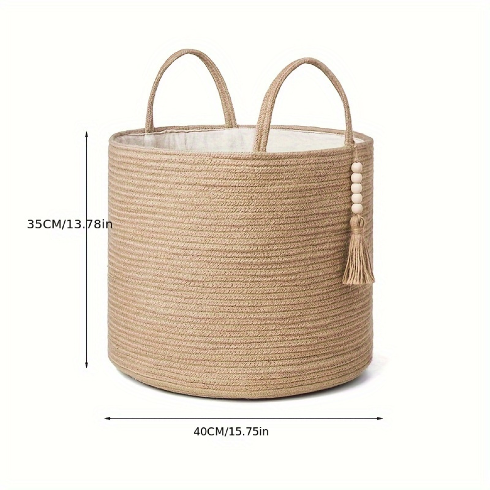 Panier de rangement en macramé en coton avec design boho