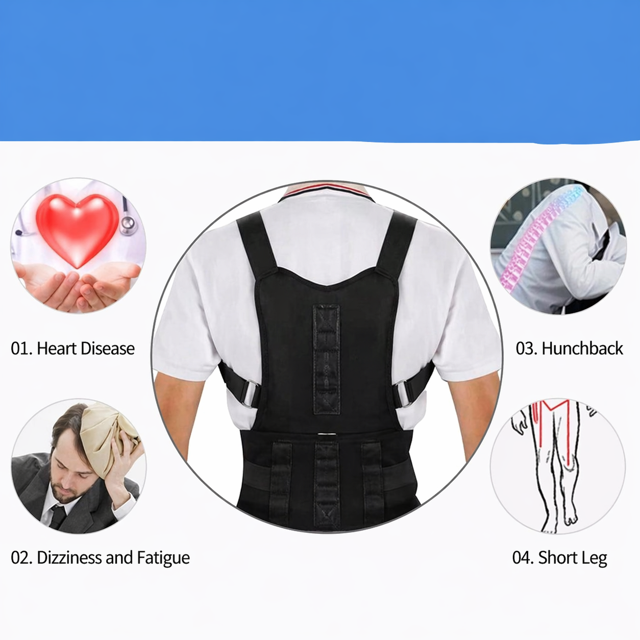 Support dorsal magnétique | Correction de posture | Réglable | HaltePro