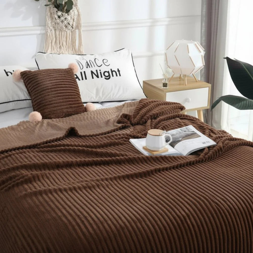 STRIPEWARM – Couverture en flanelle polaire à rayures