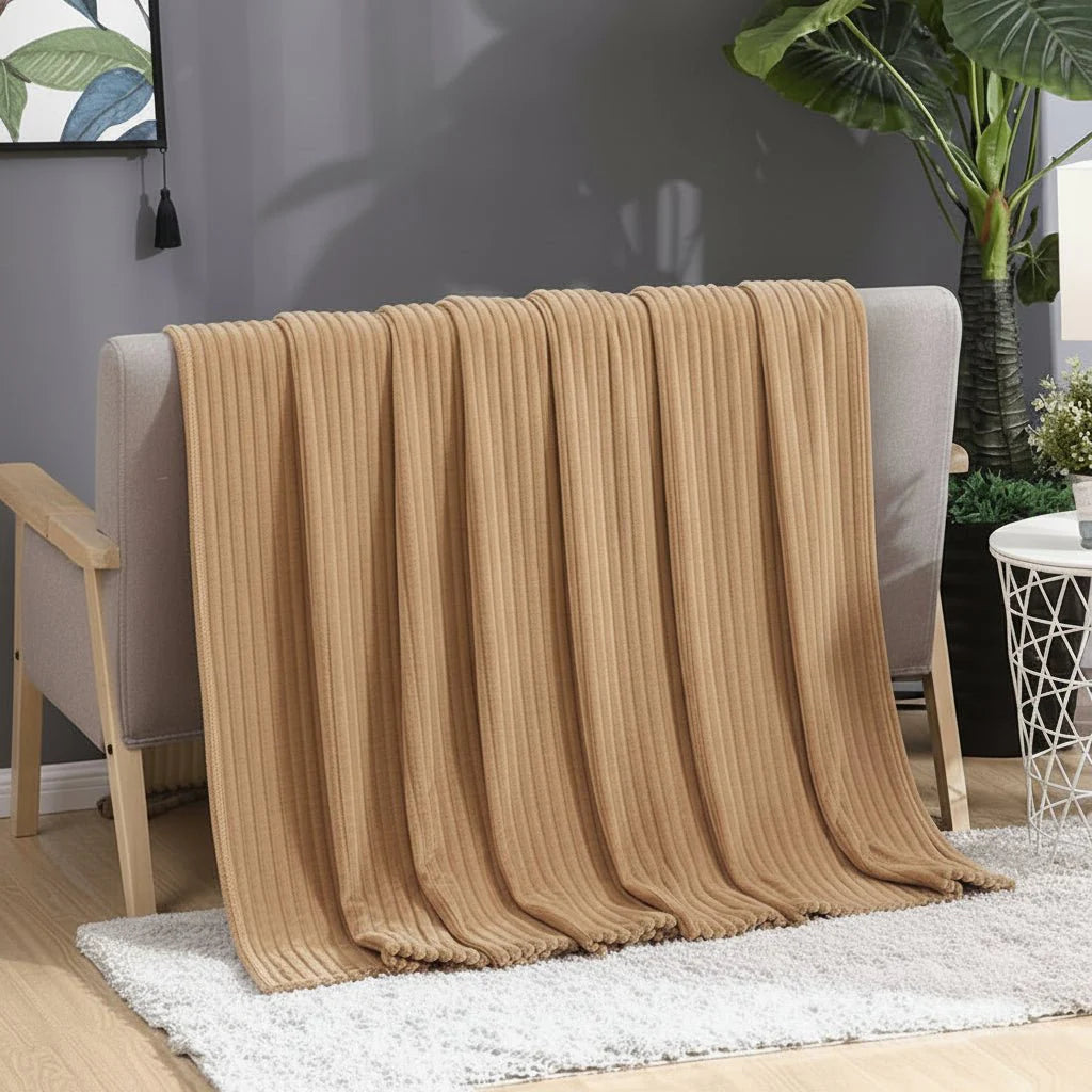 STRIPEWARM – Couverture en flanelle polaire à rayures