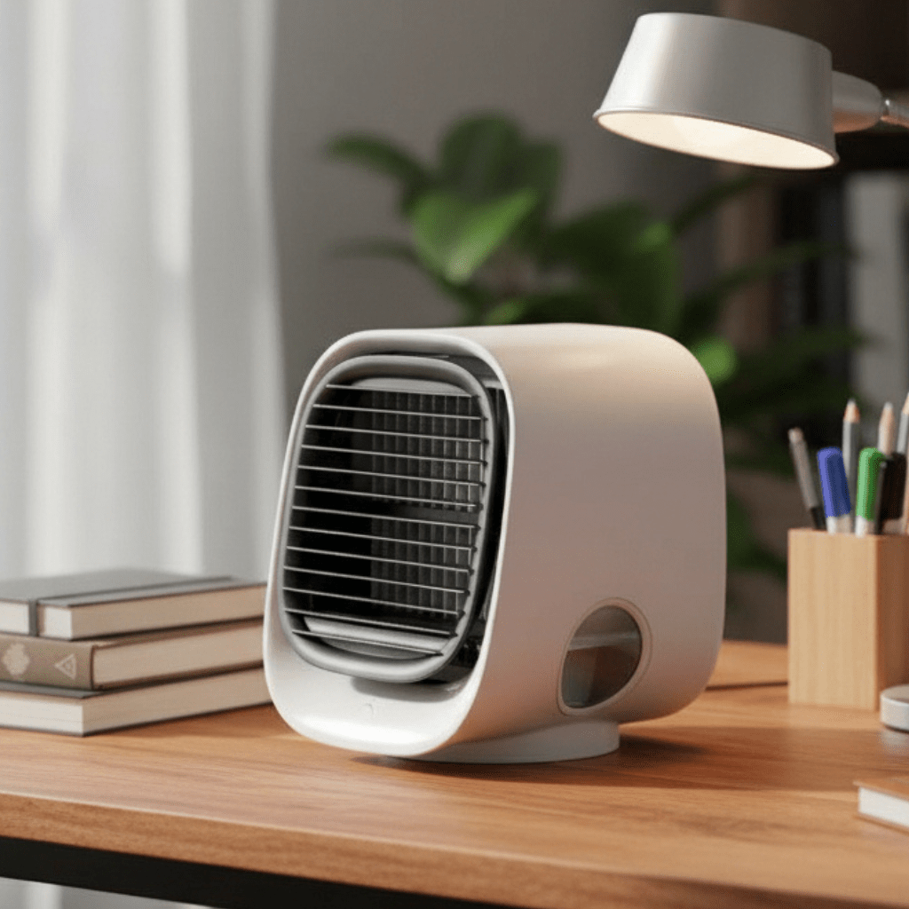 Mini climatiseur 2-en-1 avec humidificateur et lampe LED – alimentation USB