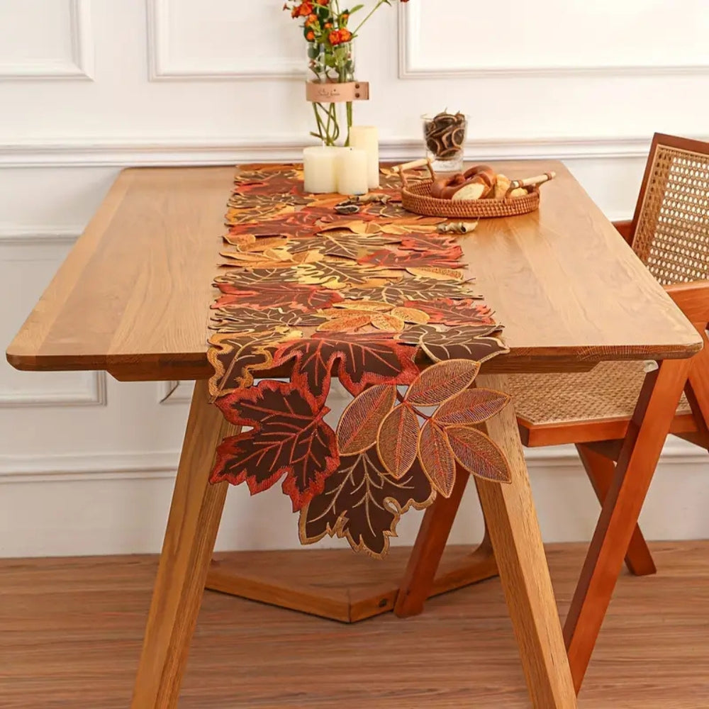 Chemin de Table Feuilles d'Automne pour Décor de Salle à Manger