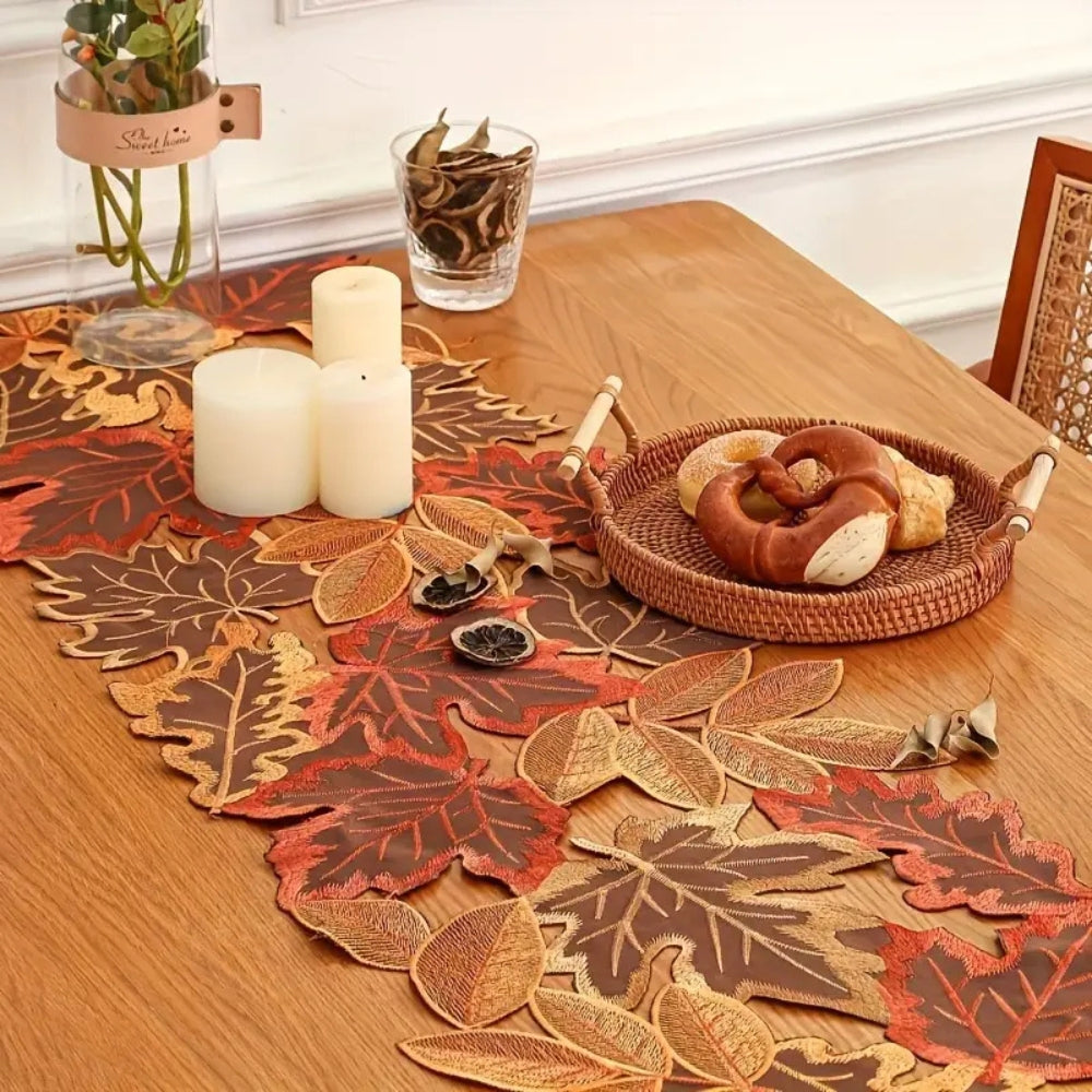 Chemin de Table Feuilles d'Automne pour Décor de Salle à Manger