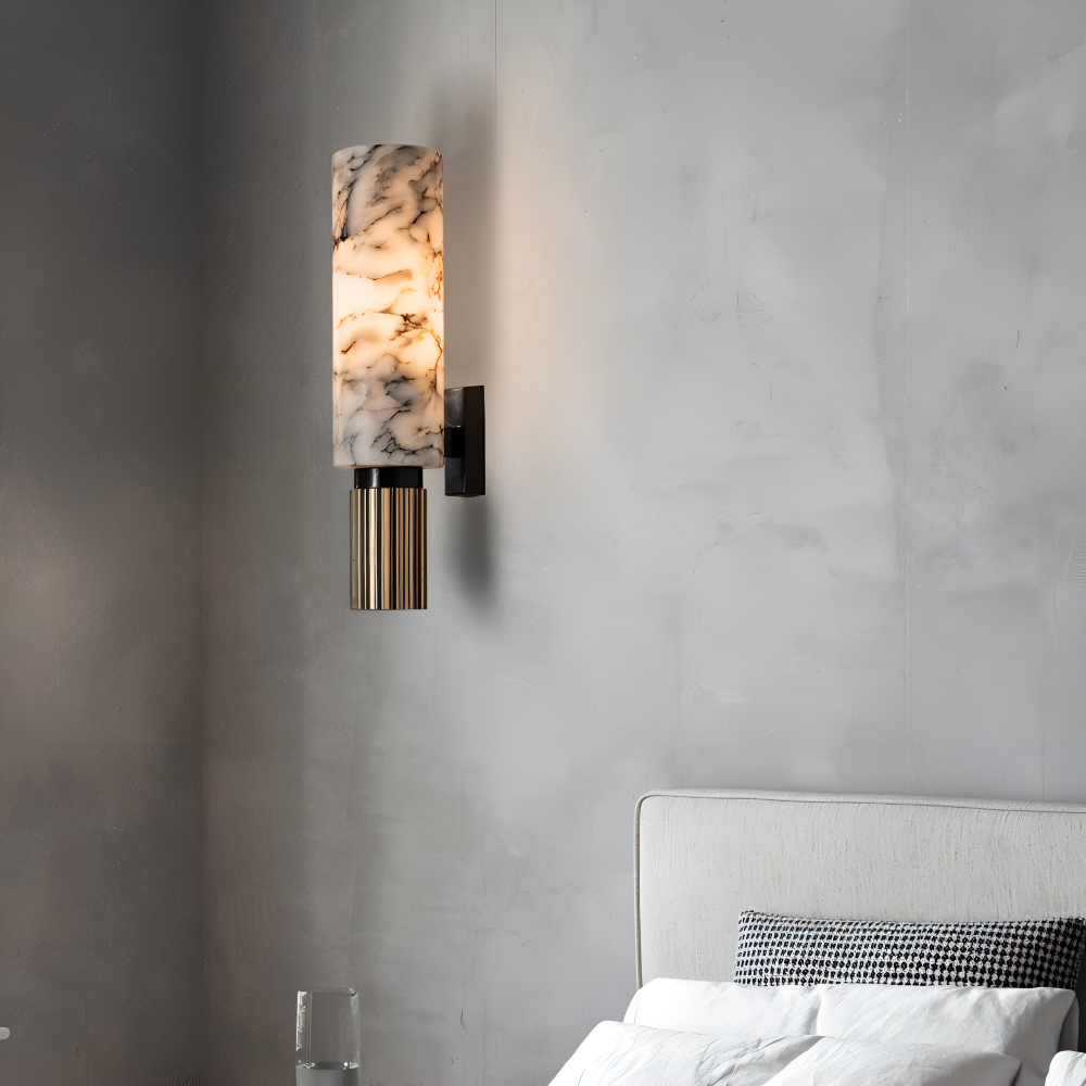 Marvello Applique Murale – Applique Murale LED Cylindrique en Marbre Naturel