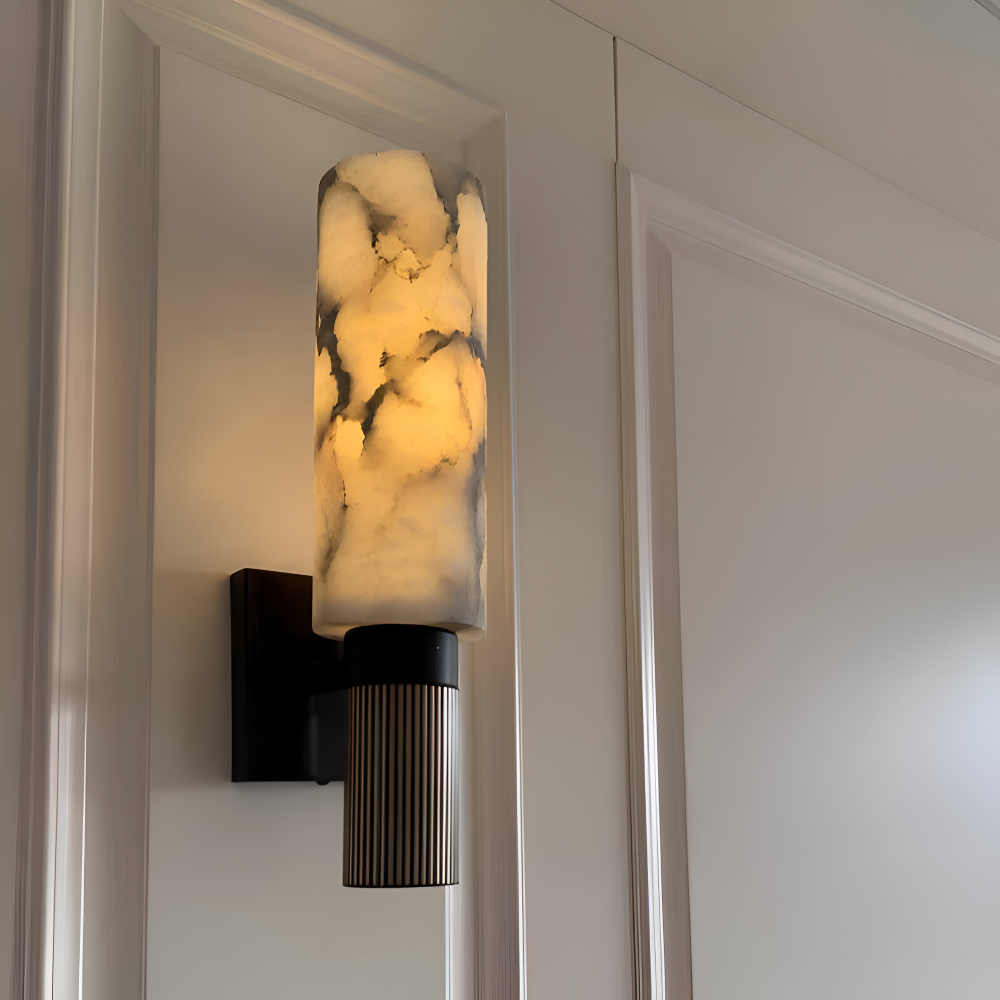 Marvello Applique Murale – Applique Murale LED Cylindrique en Marbre Naturel
