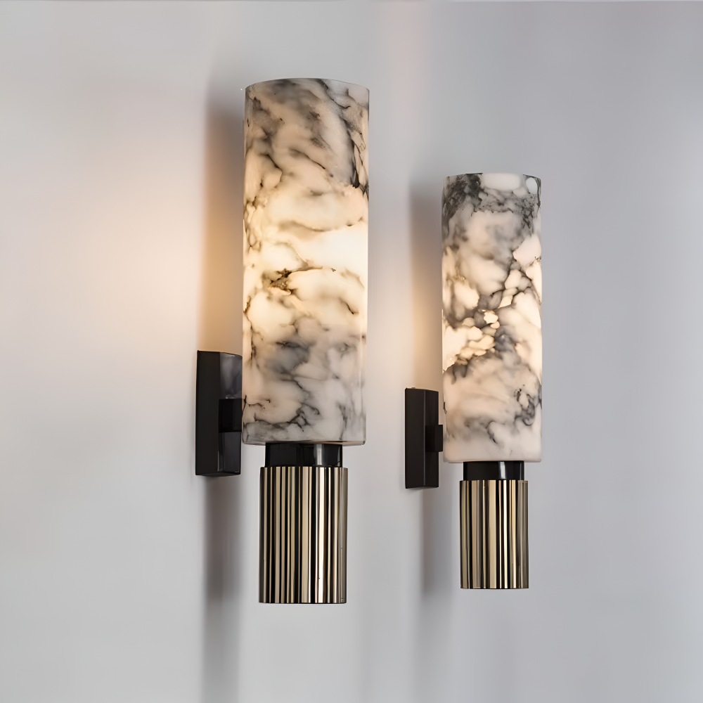 Marvello Applique Murale – Applique Murale LED Cylindrique en Marbre Naturel