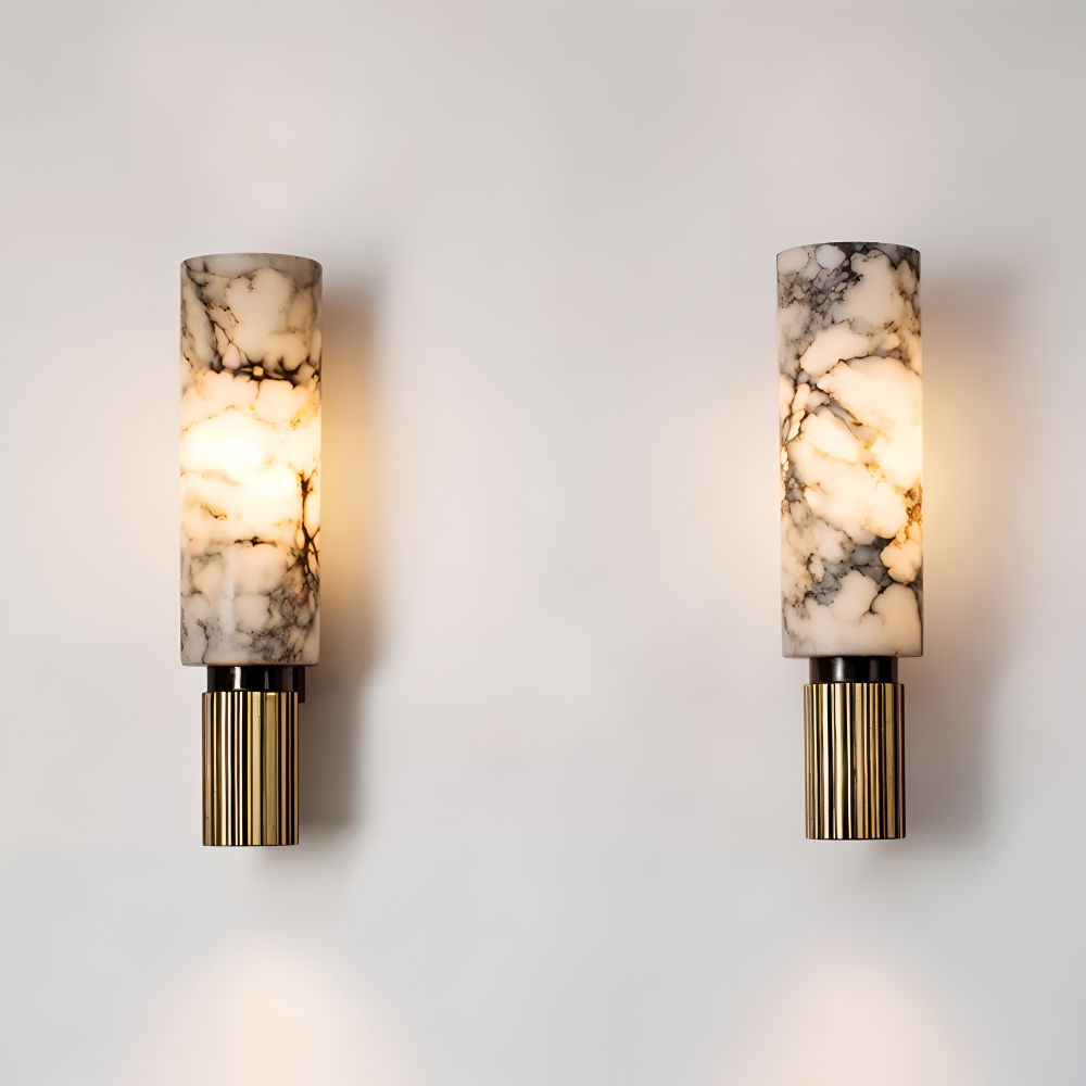 Marvello Applique Murale – Applique Murale LED Cylindrique en Marbre Naturel