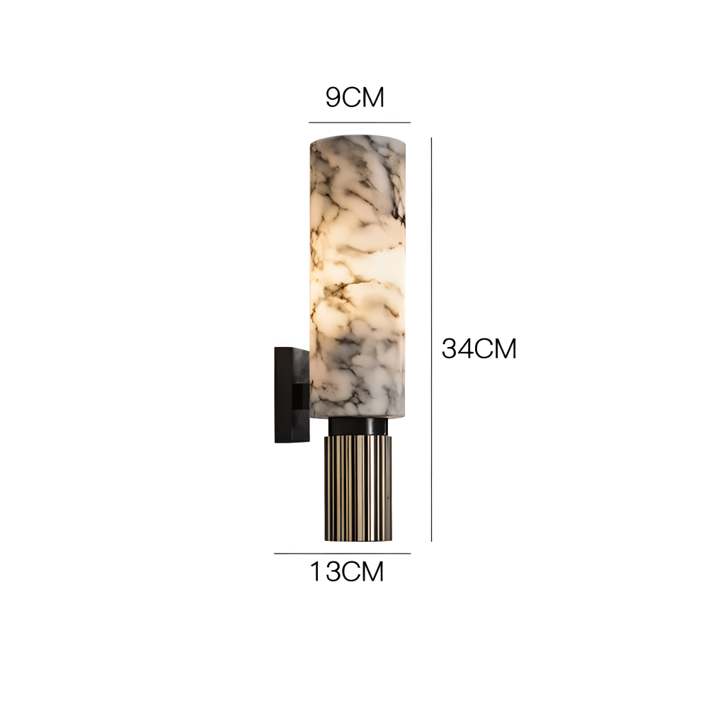Marvello Applique Murale – Applique Murale LED Cylindrique en Marbre Naturel