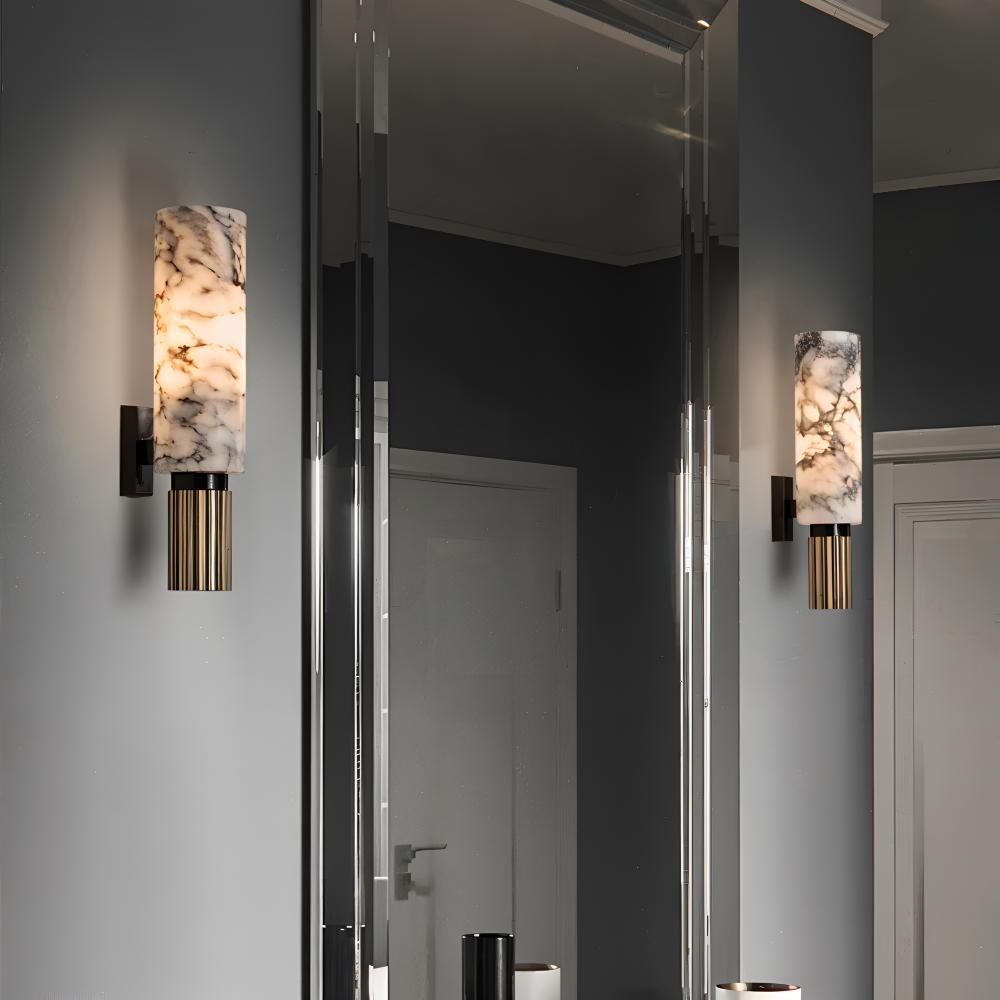 Marvello Applique Murale – Applique Murale LED Cylindrique en Marbre Naturel