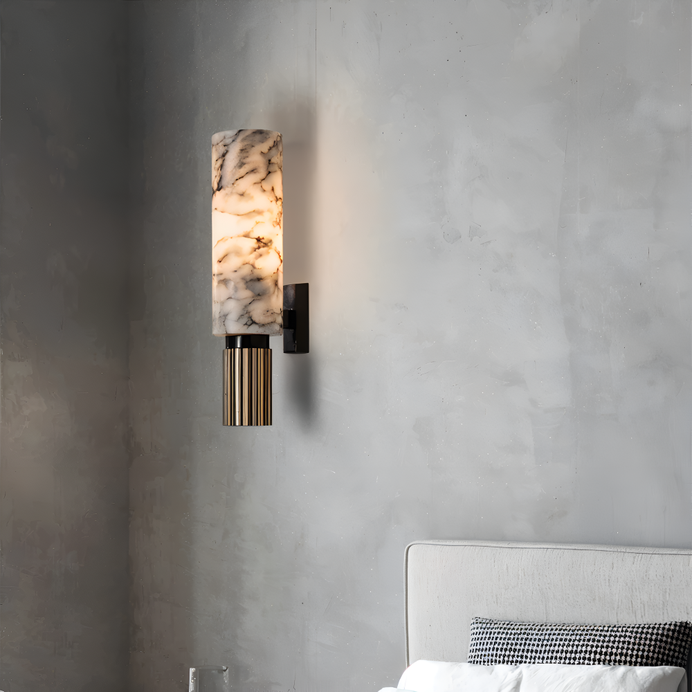 Marvello Applique Murale – Applique Murale LED Cylindrique en Marbre Naturel