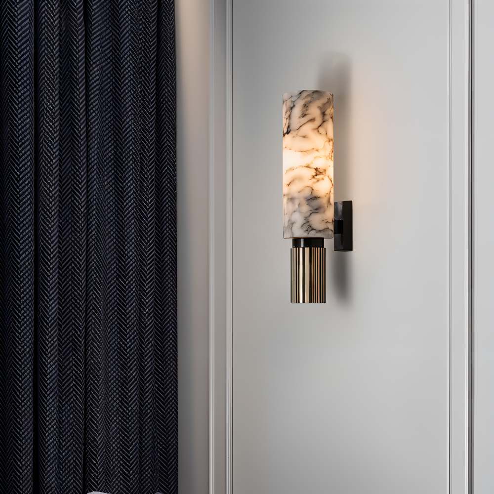 Marvello Applique Murale – Applique Murale LED Cylindrique en Marbre Naturel