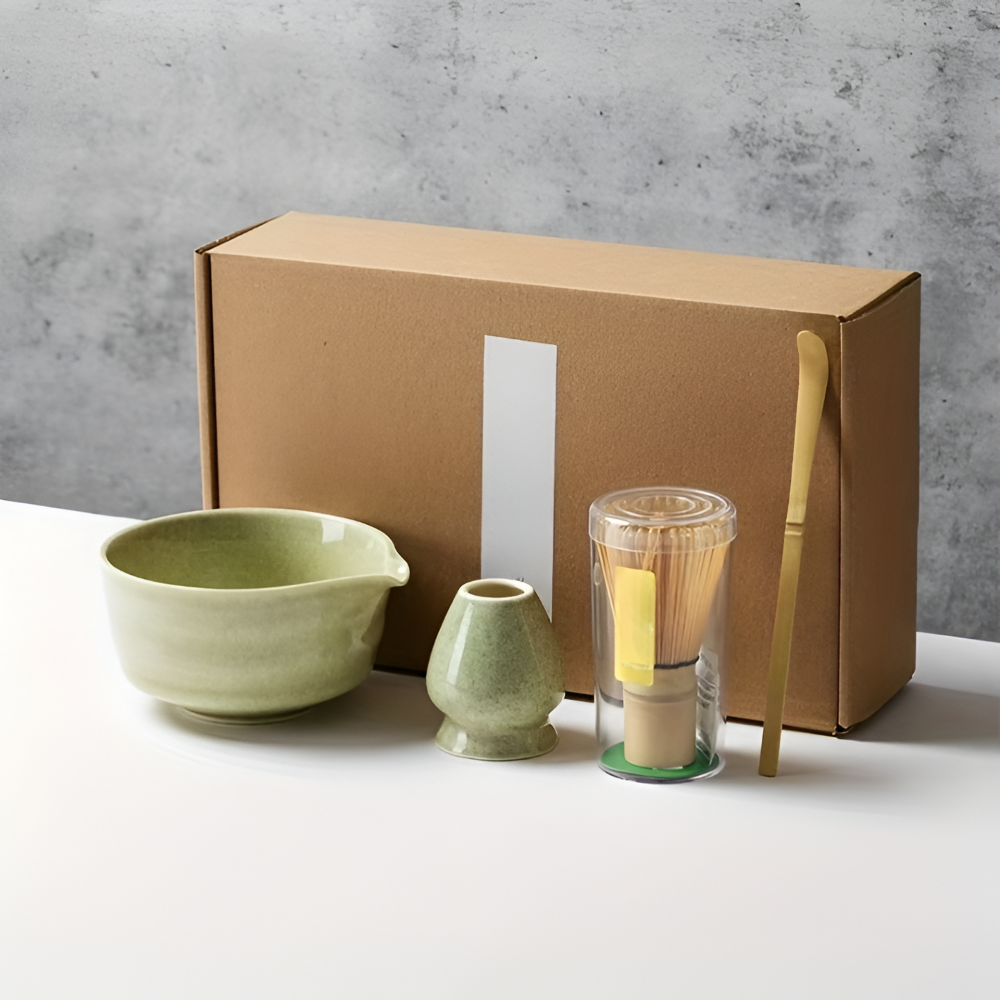 Set de Matcha 4/5/6 pièces – Accessoires en céramique et bambou incluant un fouet et un support